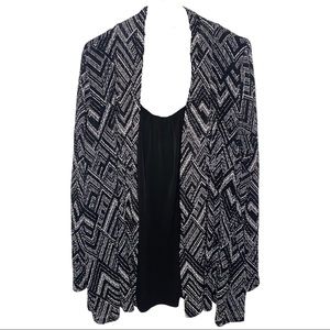 Trinknology Cardigan with Built Ruched Cowl Blouse